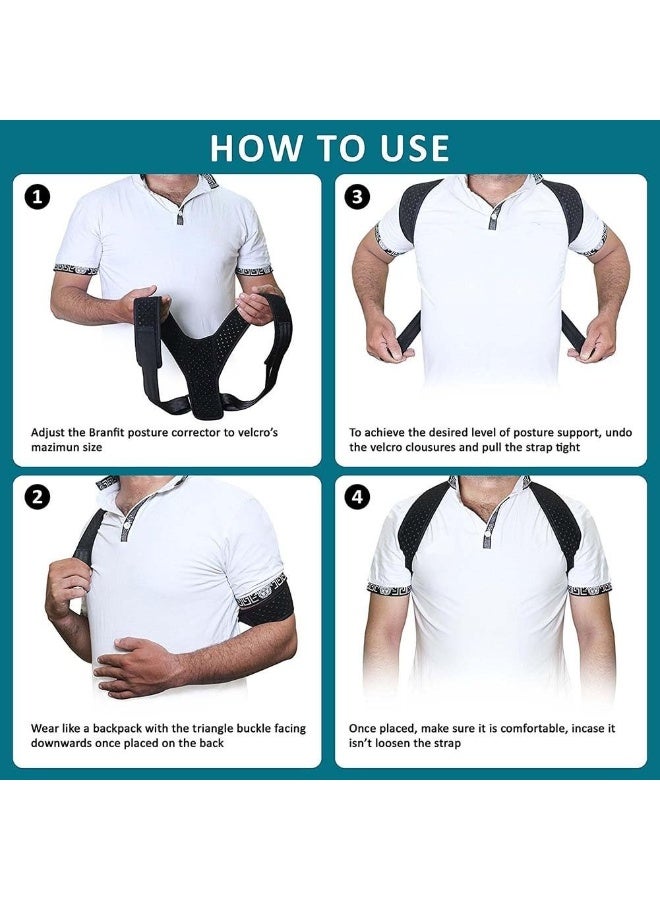 Adjustable posture corrector for men and women, providing upper shoulder and back support, clavicle alignment, and spinal support. Comfortable and breathable. - Image 3
